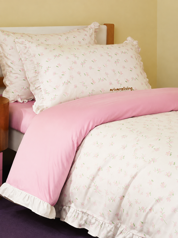 Pink Blossom Ruffle Girls Bedding Set