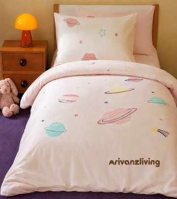 Pink Planet Cotton Girls Bedding Set