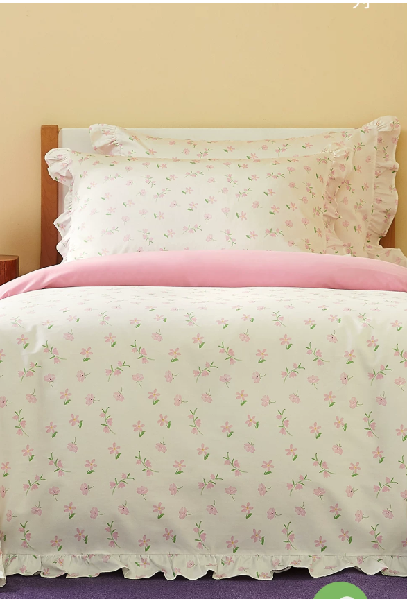 Pink Blossom Ruffle Girls Bedding Set